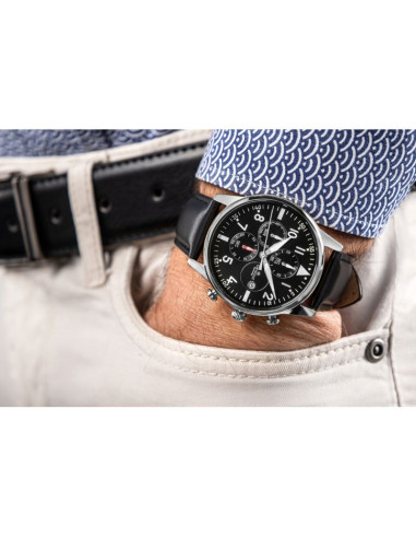 Zegarek męski giewont chronograph sapphire czarno srebrny gw5630-a2