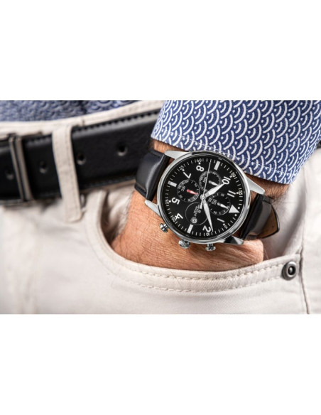 Zegarek męski giewont chronograph sapphire czarno srebrny gw5630-a2