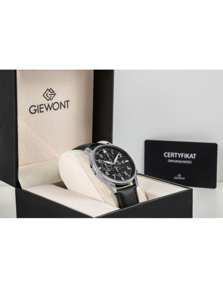 Zegarek męski giewont chronograph sapphire czarno srebrny gw5630-a2