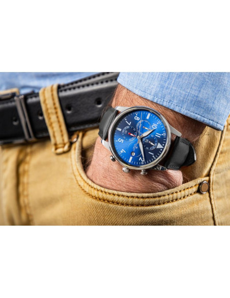 Zegarek męski giewont chronograph sapphire czarno niebieski gw5630-a3
