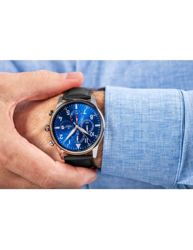 Zegarek męski giewont chronograph sapphire czarno niebieski gw5630-a3