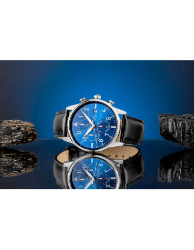 Zegarek męski giewont chronograph sapphire czarno niebieski gw5630-a3
