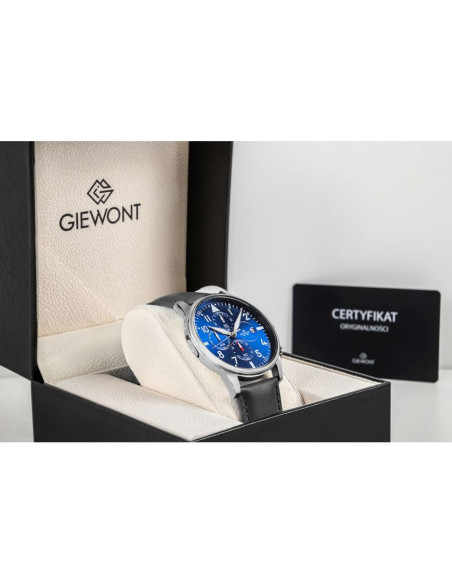 Zegarek męski giewont chronograph sapphire czarno niebieski gw5630-a3