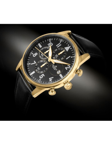 Zegarek męski giewont chronograph sapphire czarno złoty gw5630-a4