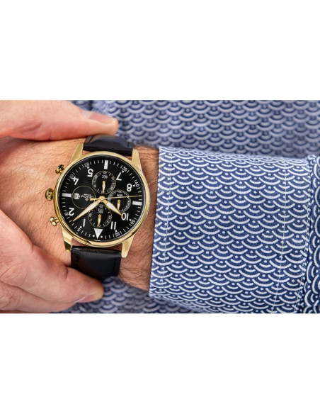 Zegarek męski giewont chronograph sapphire czarno złoty gw5630-a4