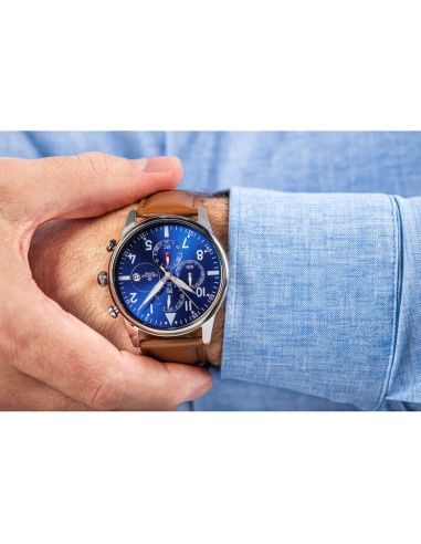 Zegarek męski giewont chronograph sapphire brązowo niebieski gw5630-a6