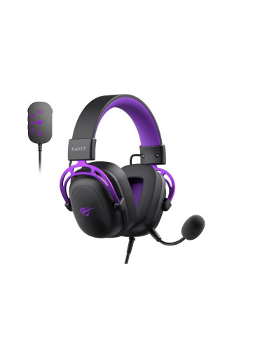 Słuchawki gamingowe havit h2002+u (czarno-fioletowy)