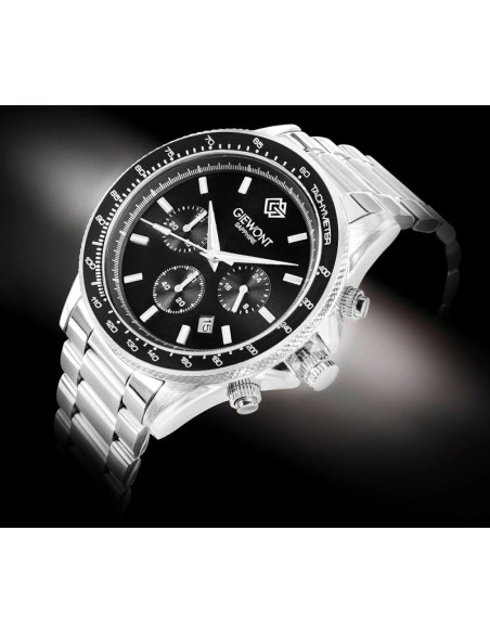 Zegarek męski giewont chronograph sapphire srebrno czarny gw3520-b2