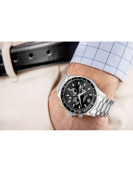 Zegarek męski giewont chronograph sapphire srebrno czarny gw3520-b2