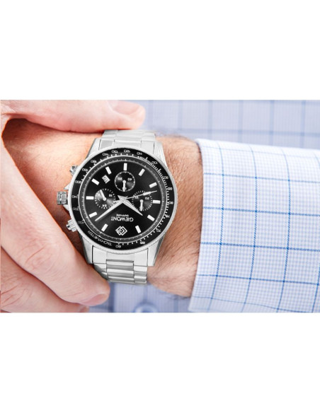 Zegarek męski giewont chronograph sapphire srebrno czarny gw3520-b2
