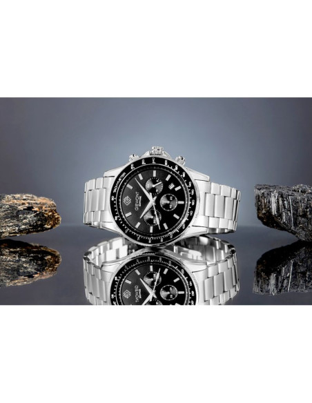 Zegarek męski giewont chronograph sapphire srebrno czarny gw3520-b2