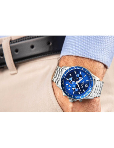 Zegarek męski giewont chronograph sapphire srebrno niebieski gw3520-b3