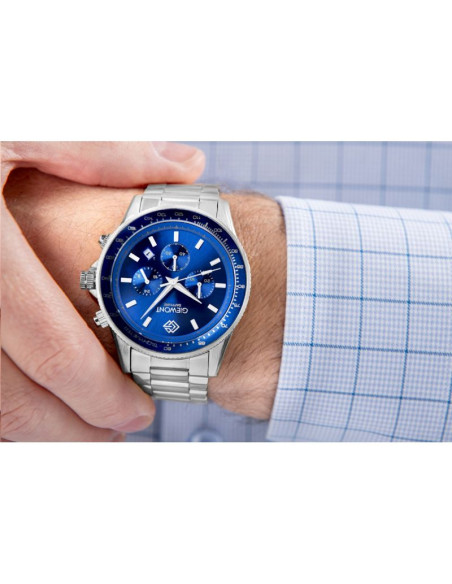 Zegarek męski giewont chronograph sapphire srebrno niebieski gw3520-b3