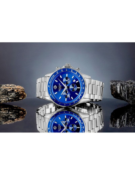 Zegarek męski giewont chronograph sapphire srebrno niebieski gw3520-b3