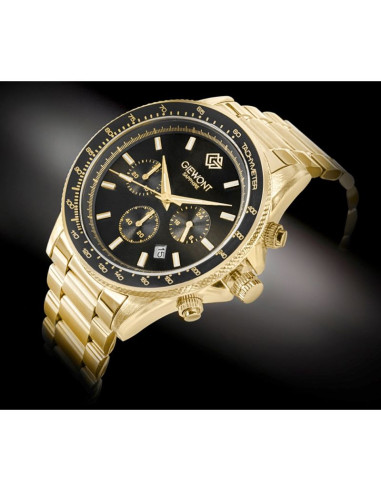 Zegarek męski giewont chronograph sapphire złoto czarny gw3520-b4