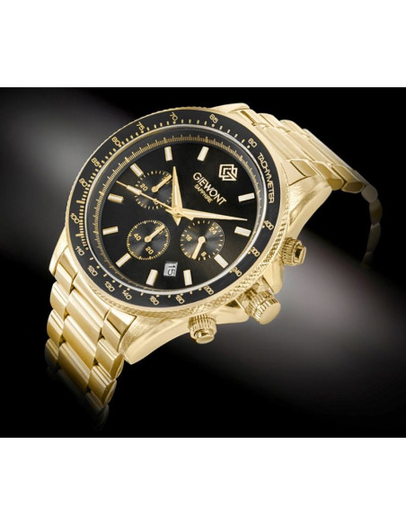 Zegarek męski giewont chronograph sapphire złoto czarny gw3520-b4