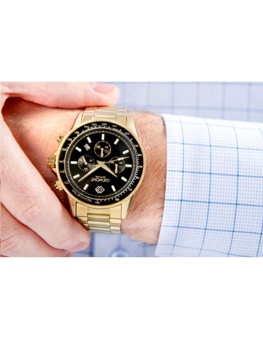 Zegarek męski giewont chronograph sapphire złoto czarny gw3520-b4