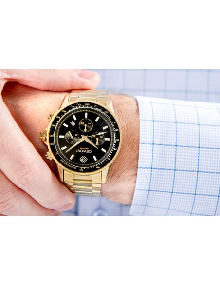 Zegarek męski giewont chronograph sapphire złoto czarny gw3520-b4
