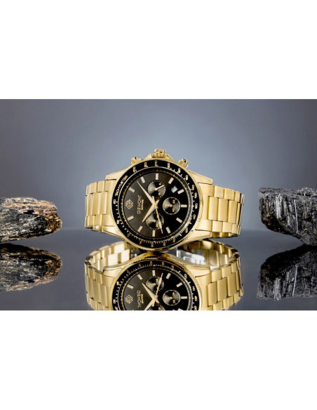 Zegarek męski giewont chronograph sapphire złoto czarny gw3520-b4