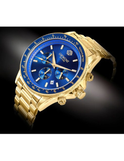 Zegarek męski giewont chronograph sapphire złoto niebieski gw3520-b5 2