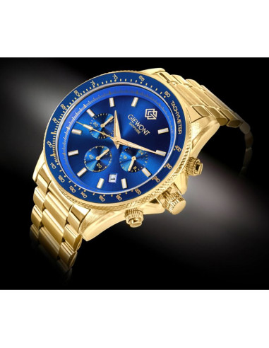 Zegarek męski giewont chronograph sapphire złoto niebieski gw3520-b5