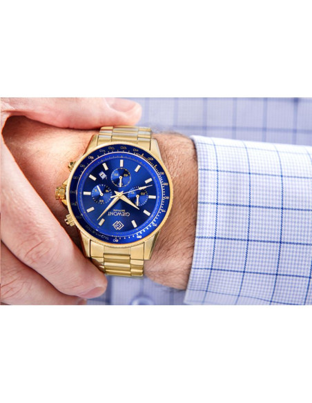 Zegarek męski giewont chronograph sapphire złoto niebieski gw3520-b5