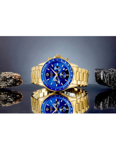 Zegarek męski giewont chronograph sapphire złoto niebieski gw3520-b5