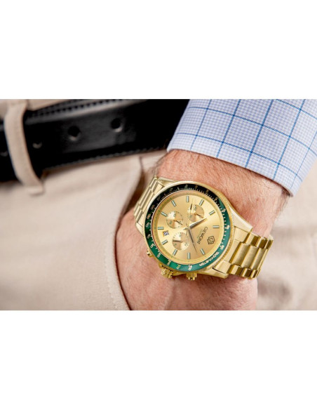 Zegarek męski giewont chronograph sapphire złoto zielony gw3520-b6