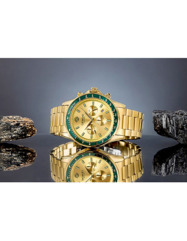 Zegarek męski giewont chronograph sapphire złoto zielony gw3520-b6