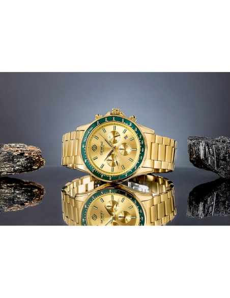 Zegarek męski giewont chronograph sapphire złoto zielony gw3520-b6