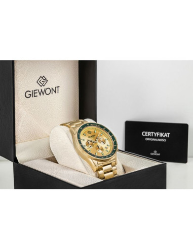 Zegarek męski giewont chronograph sapphire złoto zielony gw3520-b6
