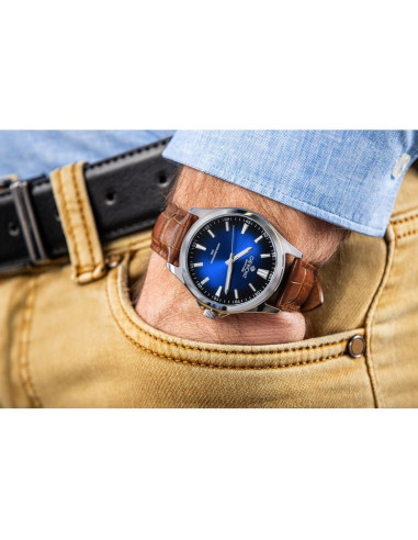 Zegarek męski giewont elegance sapphire brązowo niebieski gw5160-a7