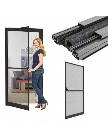 Moskitiera drzwi alu 100x215 antracyt basic plus