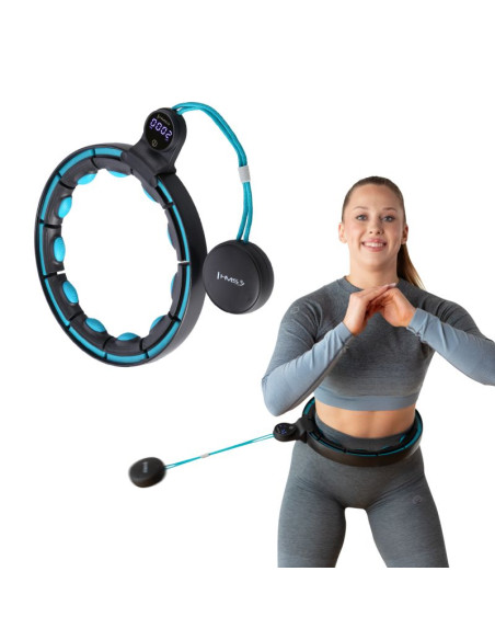 Zestaw hula hop magnetyczny black/turquoise hhm17 z licznikiem hms + pas wyszczuplający br163 red