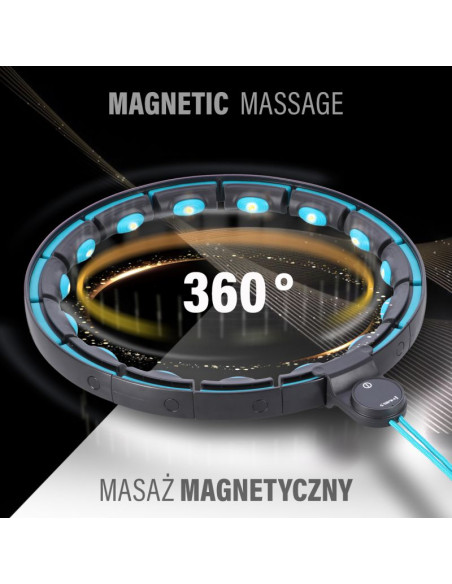 Zestaw hula hop magnetyczny black/turquoise hhm17 z licznikiem hms + pas wyszczuplający br163 red