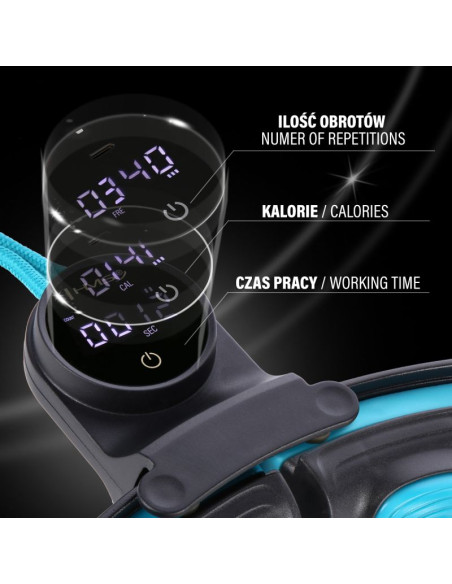 Zestaw hula hop magnetyczny black/turquoise hhm17 z licznikiem hms + pas wyszczuplający br163 red