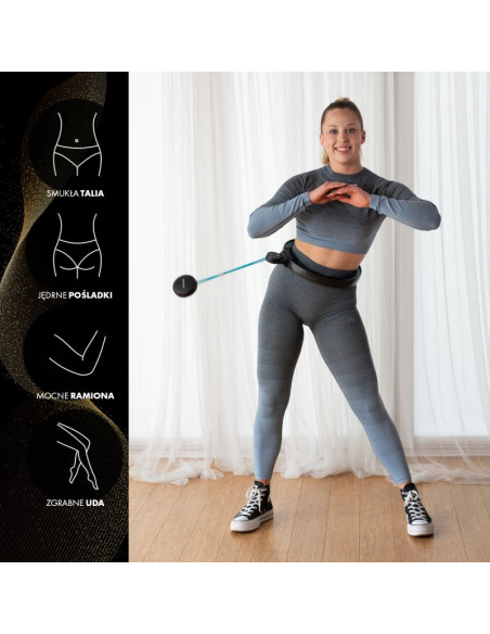 Zestaw hula hop magnetyczny black/turquoise hhm17 z licznikiem hms + pas wyszczuplający br163 red