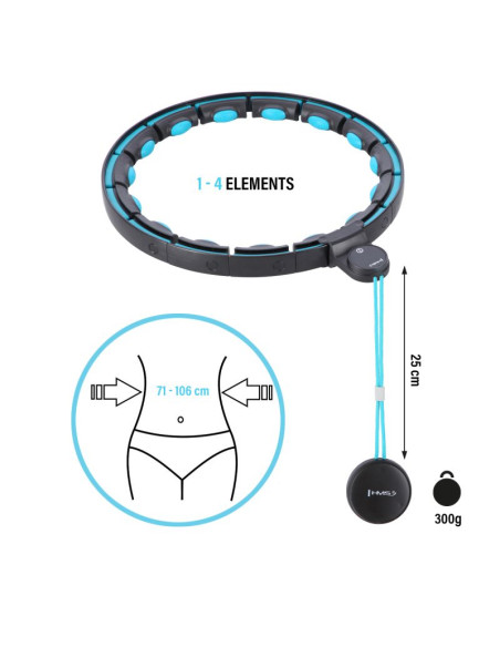Zestaw hula hop magnetyczny black/turquoise hhm17 z licznikiem hms + pas wyszczuplający br163 red