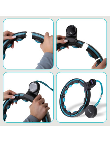 Zestaw hula hop magnetyczny black/turquoise hhm17 z licznikiem hms + pas wyszczuplający br163 red