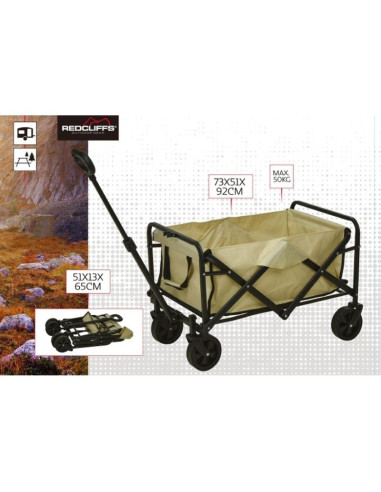 Wózek turystyczno plażowy składany 71x50x48cm z uchwytem redcliffs