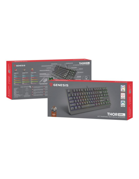 Genesis thor 230 tkl klawiatura gaming usb qwerty us english czarny