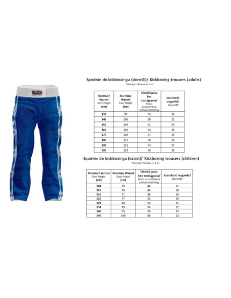 Spodnie do kickboxingu masters skbp-m (wako approved)