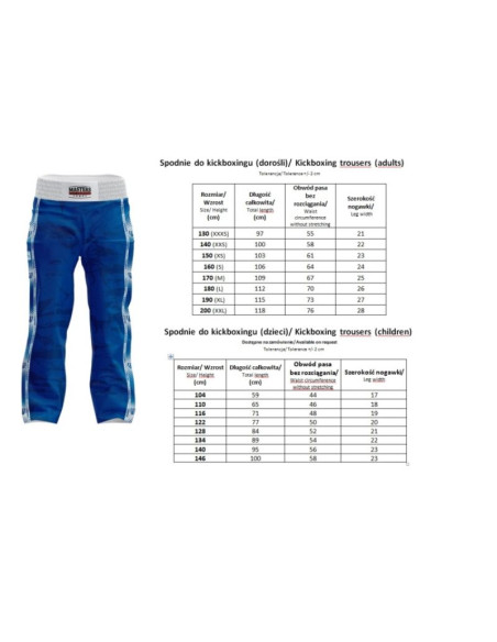 Spodnie do kickboxingu masters skbp-m (wako approved)