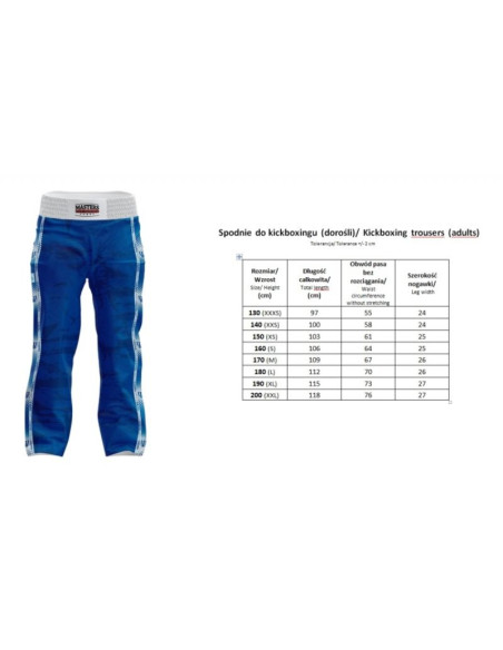 Spodnie do kickboxingu masters skbp-m (wako approved)