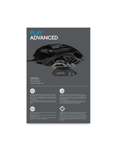 Mysz logitech g502 gaming hero eu 910-005471 (optyczna  16000 dpi  kolor czarny)