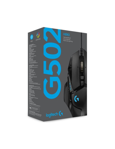 Mysz logitech g502 gaming hero eu 910-005471 (optyczna  16000 dpi  kolor czarny)