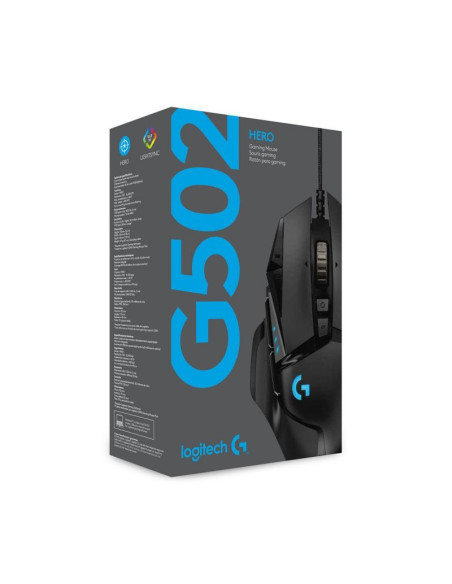 Mysz logitech g502 gaming hero eu 910-005471 (optyczna  16000 dpi  kolor czarny)
