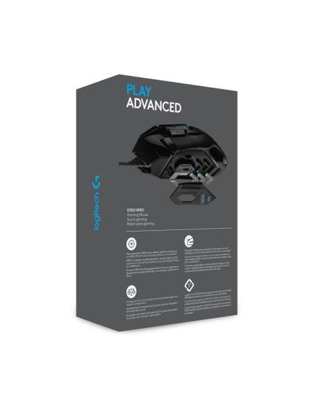 Mysz logitech g502 gaming hero eu 910-005471 (optyczna  16000 dpi  kolor czarny)