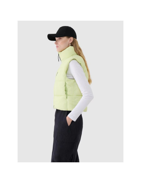 Bezrękawnik puchowy cropped z wypełnieniem syntetycznym damski 4f 4fwss25tvjaf182-45s