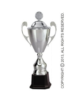 Puchar metalowy srebrny z przykrywką